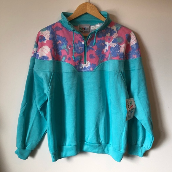 NWT Vintage deadstock sweatshirt -LARGE -retro quarter-zip Sport Modes pullover - Picture 3 of 16